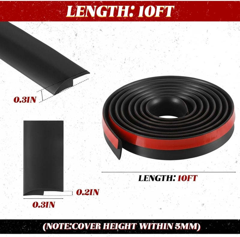 Joyfolk 10ft Carpet Floor Transition Strips, Self-Adhesive Carpet to Tile Transition Edge Triings for Doors/Wood Floors, Coverage Height up to 5mm (Black) - Image 2